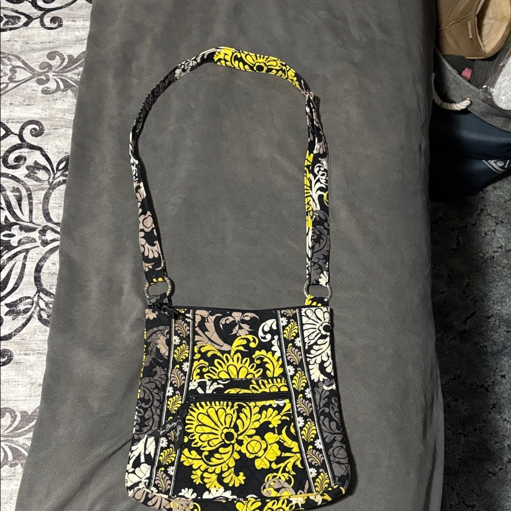 Vera Bradley Yellow and Black Floral Crossbody Bag